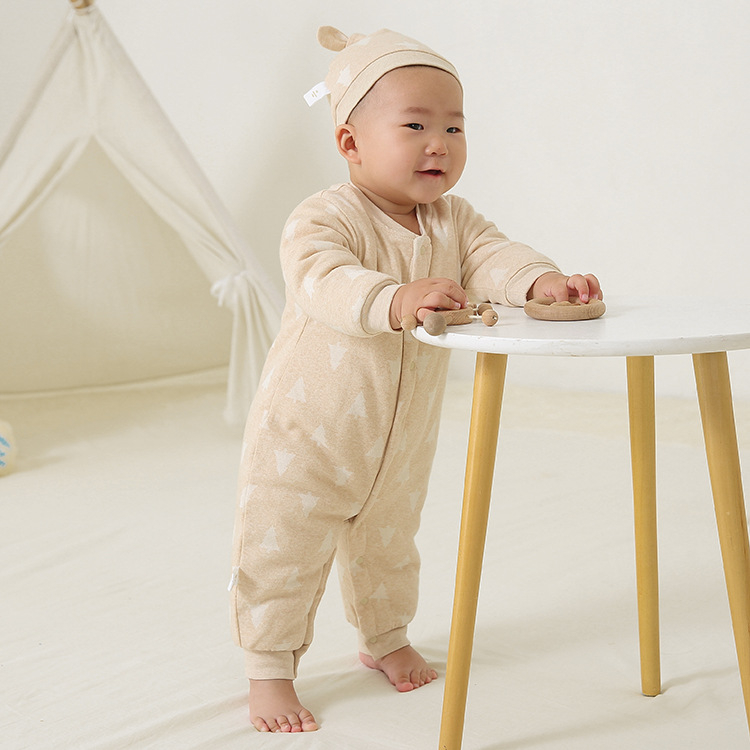 Kombinezon od 100% pamuka za bebe, dugi rukavi, unisex, podstavljeni romper za novorođenčad