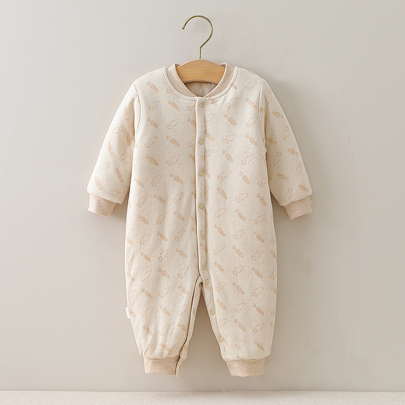 Kombinezon od 100% pamuka za bebe, dugi rukavi, unisex, podstavljeni romper za novorođenčad