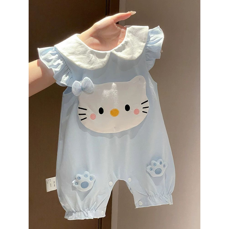 Pamuk romper s kratkim rukavima, lagani ljetni komad, unisex, preko glave