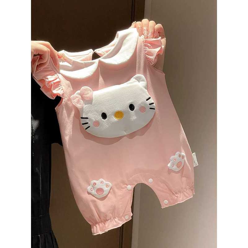 Pamuk romper s kratkim rukavima, lagani ljetni komad, unisex, preko glave