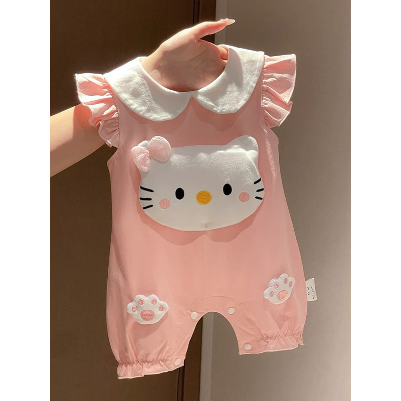 Pamuk romper s kratkim rukavima, lagani ljetni komad, unisex, preko glave