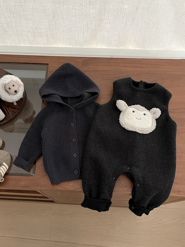 Zimski dječji kombinezon, korejskog stila, sladak karikaturni dezen, fleece podstava, 90% poliester, dugi rukavi, skriveno kopčanje na gumbe, unisex
