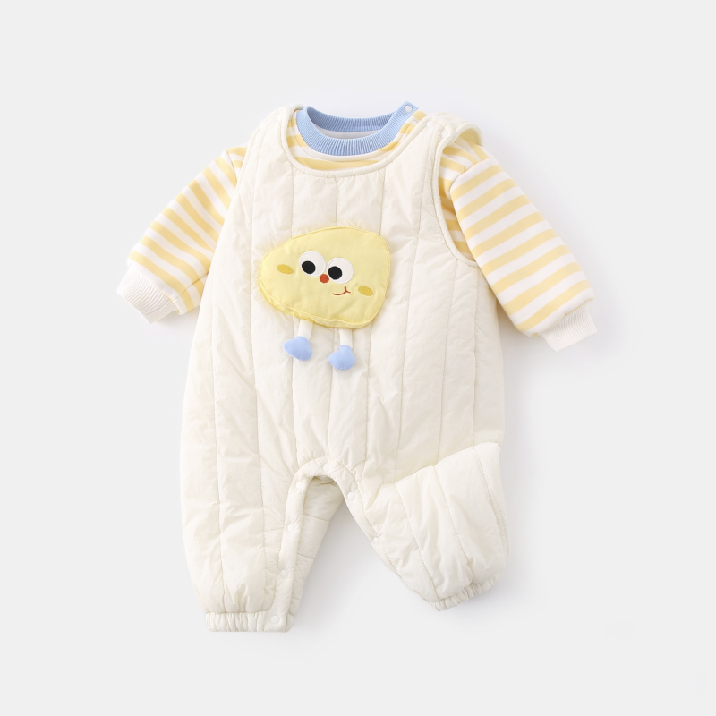 Zimski kombinezon za dojenče i malu djecu, dugi rukavi, unisex, gornji materijal 95% pamuk/5% elastan, donji 95% poliester/5% elastan, cartoon stil