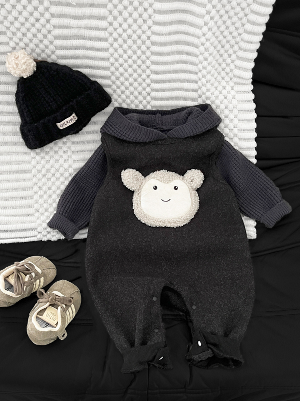Korejskog stila zimski fleecani overalo za bebe i djecu 1–3 godine, unisex, poliester 90%, skriveno kopčanje