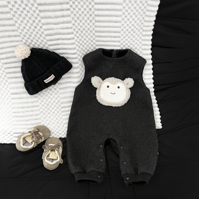 Korejskog stila zimski fleecani overalo za bebe i djecu 1–3 godine, unisex, poliester 90%, skriveno kopčanje