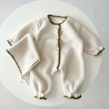 Beebi jumpsuit s fleeceom za jesen-zimu, dugi rukavi, odvojiva kapuljača, 100% poliester, pogodan za dob 1–3 godine