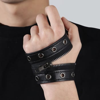 Unisex narukvica s rivetnim lancem, punk stil, umjetna koža