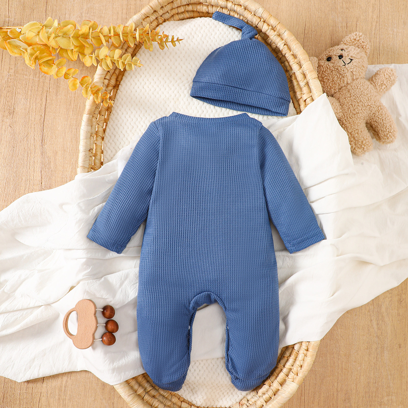 Jumpsuit s dugim rukavima, izšivana slova, pamuk 65%, skriveno zatvaranje na kopčama, za djecu 1–3 godine