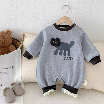 Kombinezon- romper za bebe s flis podstavom, 100% pamuk, dugi rukavi, korejski stil, unisex