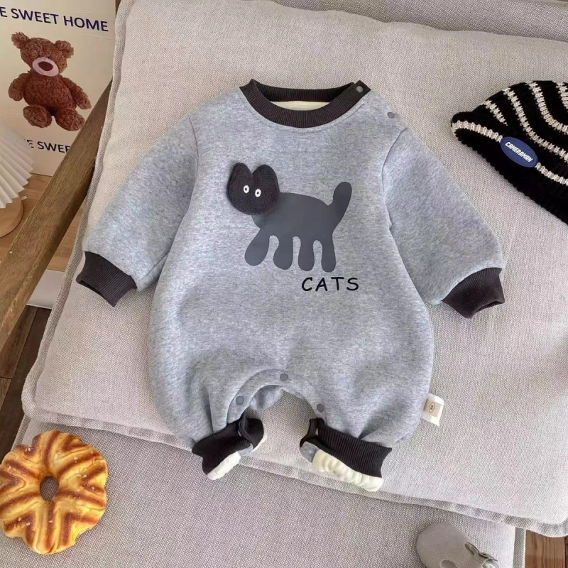 Kombinezon- romper za bebe s flis podstavom, 100% pamuk, dugi rukavi, korejski stil, unisex
