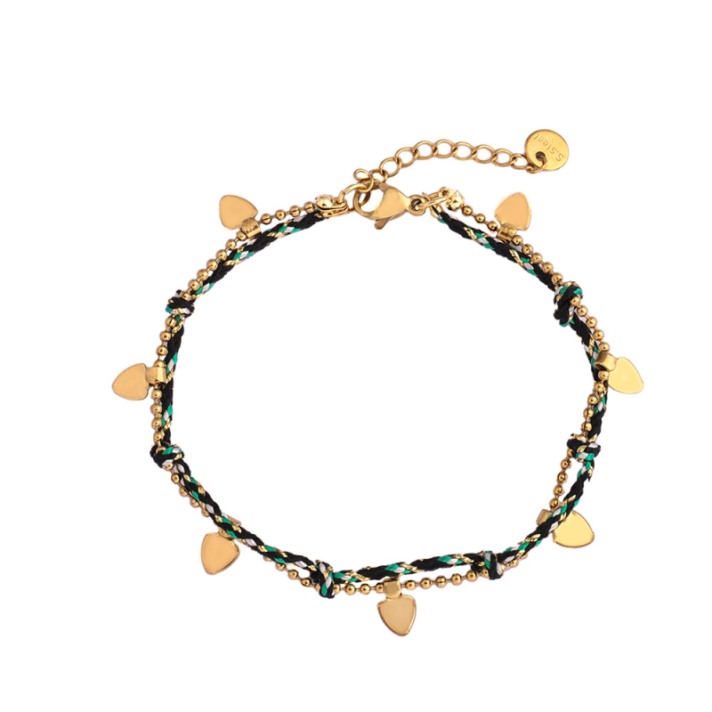 Ručni izrađeni narukvica od titan čelika za žene s lančićem u dijamantnom obliku i motivom četverolistnog djetinja (Model B85)