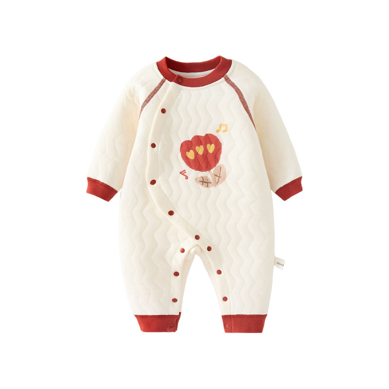 Kombinezon za bebe, 100% pamuk, tanak, dugi rukavi, unisex, jesen-zima, s prednjim zatvaranjem