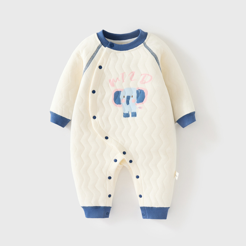 Kombinezon za bebe, 100% pamuk, tanak, dugi rukavi, unisex, jesen-zima, s prednjim zatvaranjem