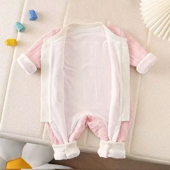 Romper za djevojčice, dvostruki sloj pamuka, dugi rukavi, odvojiva kapuljača, za proljeće-jesen, za novorođenčad 0–1 godina