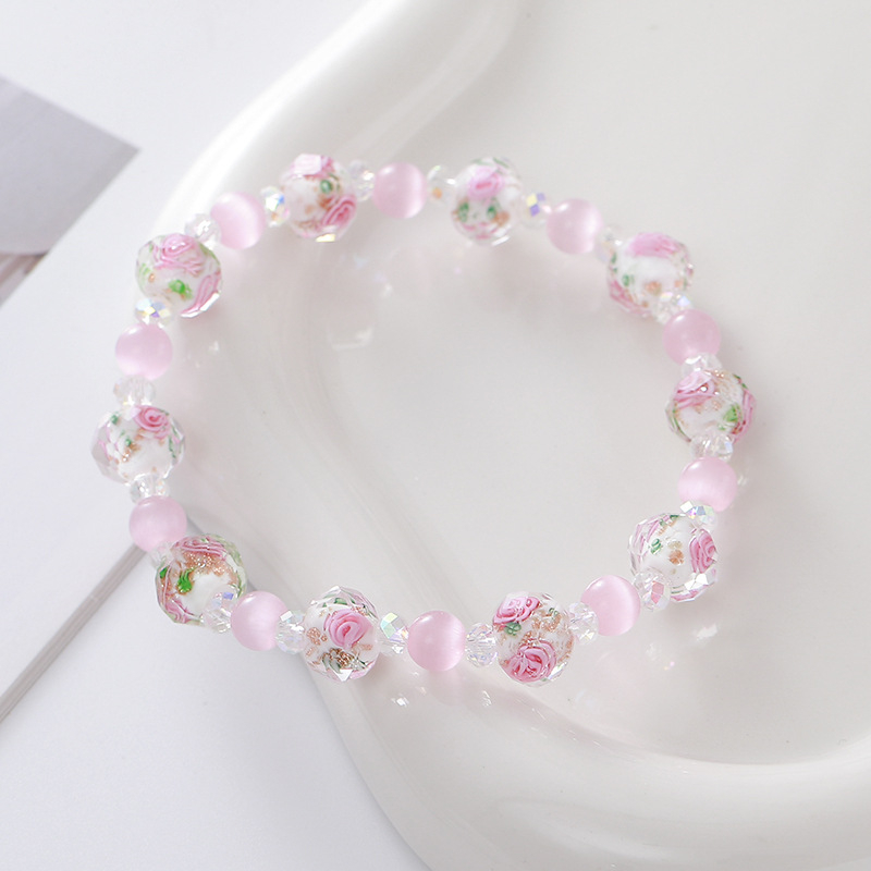 Női kézműves karkötő üveg- és lazurit gyöngyökkel, pillangó medállal, hercegnő-stílusú ékszer