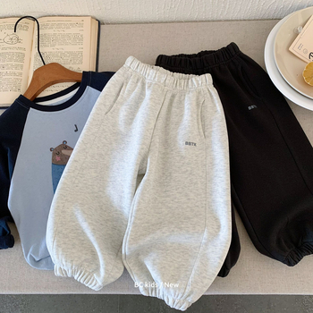 Dječje casual hlače, korejskog stila, pamuk, srednji pojas, šivani natpis slovima, za djecu 3–8 godina