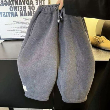 Gyerekeknek fleece béléssel készült nadrág, poliészter anyag, Koreai stílus, uniszex, téli és őszi szezon