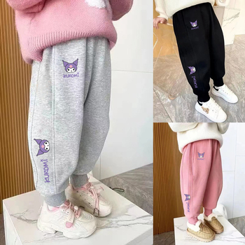 Unisex dječje sportske hlače, korejski stil, casual, 80% pamuk, visok struk s elastikom, cartoon uzorak, za proleće i jesen, dugačke
