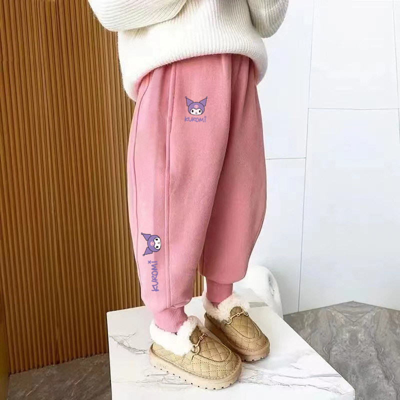 Unisex dječje sportske hlače, korejski stil, casual, 80% pamuk, visok struk s elastikom, cartoon uzorak, za proleće i jesen, dugačke