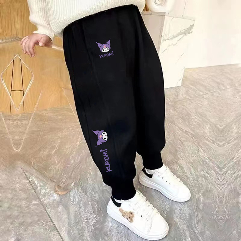 Unisex dječje sportske hlače, korejski stil, casual, 80% pamuk, visok struk s elastikom, cartoon uzorak, za proleće i jesen, dugačke