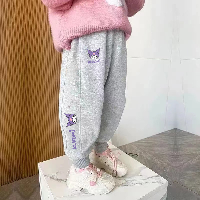 Unisex dječje sportske hlače, korejski stil, casual, 80% pamuk, visok struk s elastikom, cartoon uzorak, za proleće i jesen, dugačke