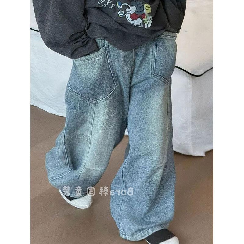 Dječje traperice, korejski stil, 100% poliester, srednji pojas, unisex, proljeće i jesen