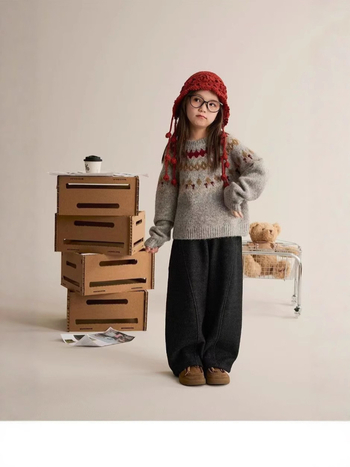 Pantaloni pentru copii cu croială largă din poliester, țesătură tratată fin, talie medie cu elastic, pentru copii peste 8 ani