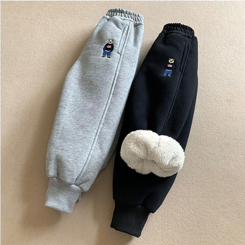 Unisex dječje fleece hlače, podstavljene i debele, visoki struk sa gumicom, 99% poliester, mekan tretman, zimska odjeća, uzrast 8+.