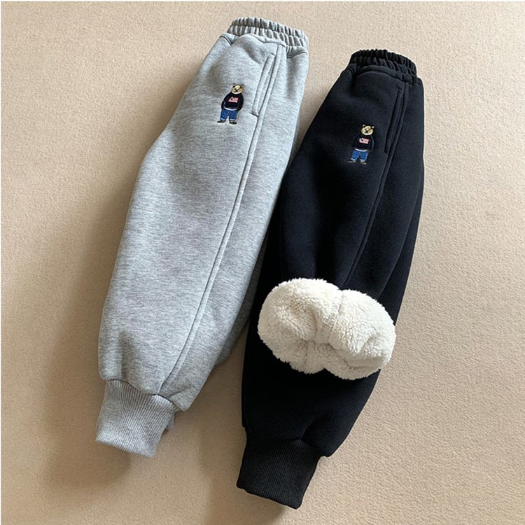 Unisex dječje fleece hlače, podstavljene i debele, visoki struk sa gumicom, 99% poliester, mekan tretman, zimska odjeća, uzrast 8+.