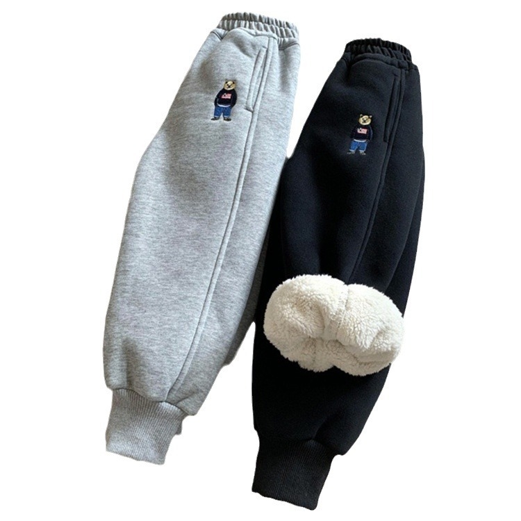 Unisex dječje fleece hlače, podstavljene i debele, visoki struk sa gumicom, 99% poliester, mekan tretman, zimska odjeća, uzrast 8+.