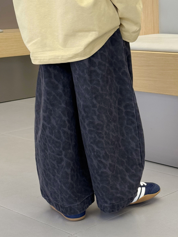 Pantaloni pentru copii, stil korean casual, imprimeu leopard, bumbac 80%, căptuțiți cu fleece, pentru vârsta 3–8 ani