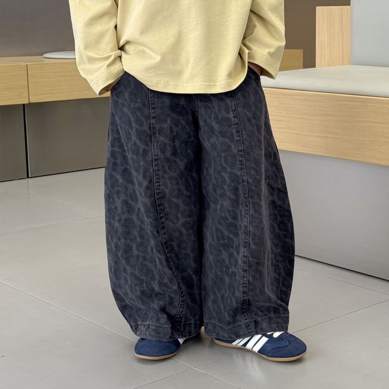 Pantaloni pentru copii, stil korean casual, imprimeu leopard, bumbac 80%, căptuțiți cu fleece, pentru vârsta 3–8 ani