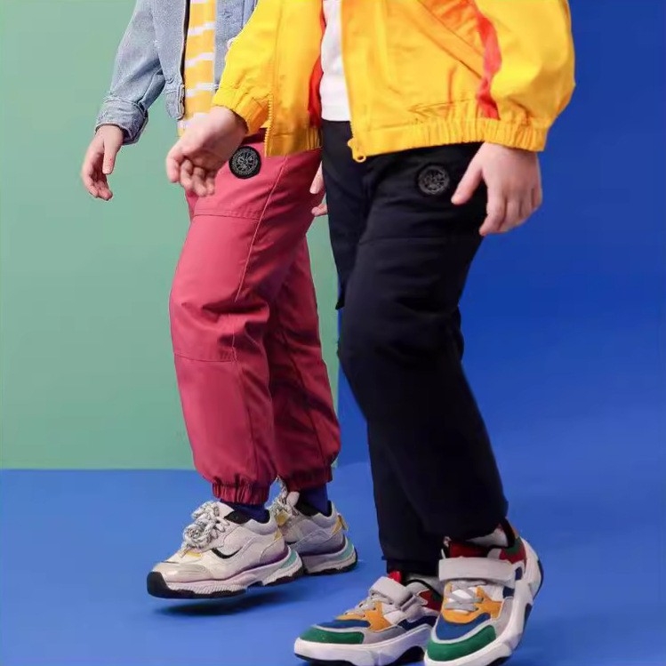 Pantaloni cargo pentru copii de iarnă, uni, 90% poliester, țesătură din bumbac, tratament moale