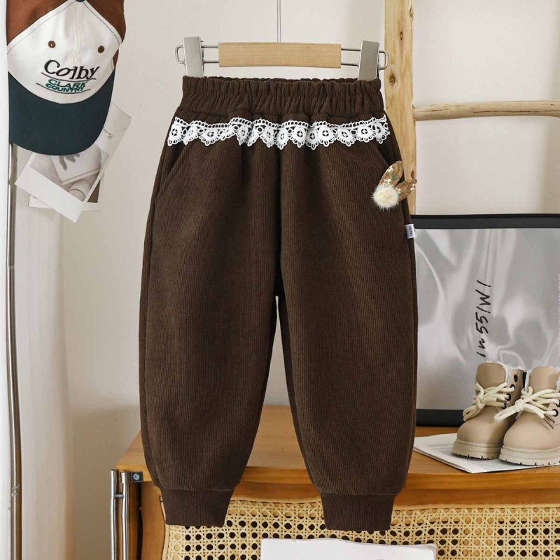 Dječje hlače od corduroya, casual stil, srednje visoki struk, poliester 95%