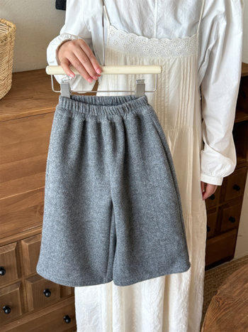 Pantaloni pentru copii, stil coreean, croială dreaptă, fleece; material: poliester; compoziție: 65% poliester, 25% rayon, 10% nylon, 4% spandex; iarnă, vârsta 3–8 ani