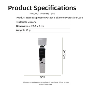 DJI Osmo Pocket3 silikona aizsargkaste (ūdensizturīga, putekļu izturīga un skrāpējumu izturīga; pārtikas kvalitātes silikons; saderīga ar Osmo Pocket3; svars 51 g)