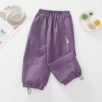 Pantaloni softshell pentru fete, stil primăvară-toamnă, largi, 100% poliester, talie medie