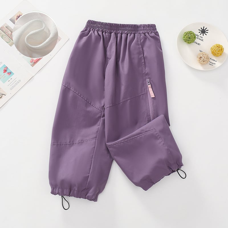 Pantaloni softshell pentru fete, stil primăvară-toamnă, largi, 100% poliester, talie medie