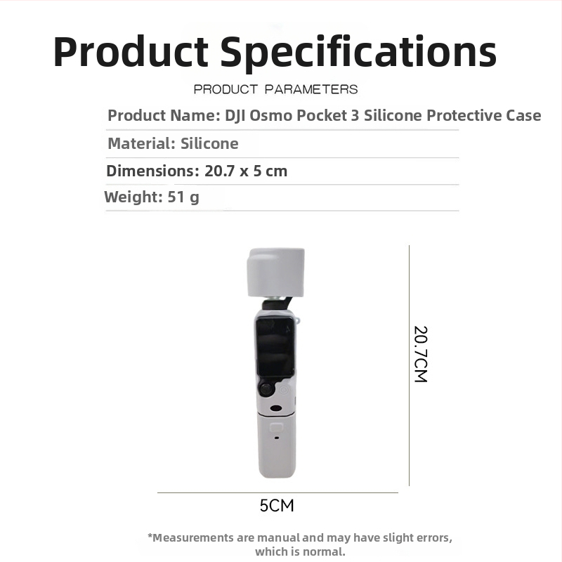 DJI Osmo Pocket3 silikona aizsargkorpuss – ūdensizturīgs, putekļizturīgs, skrāpējumu izturīgs, materiāls: silikons, saderīgs ar Osmo Pocket3