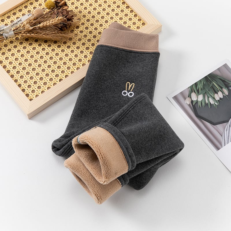 Детски зимни панталони с подплата от флис, висока талия, 95% памук, удебелени, дълги панталони