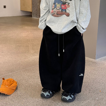 Pantaloni copii, stil coreean, 95% bumbac, talie medie cu elastic, finisaj moale