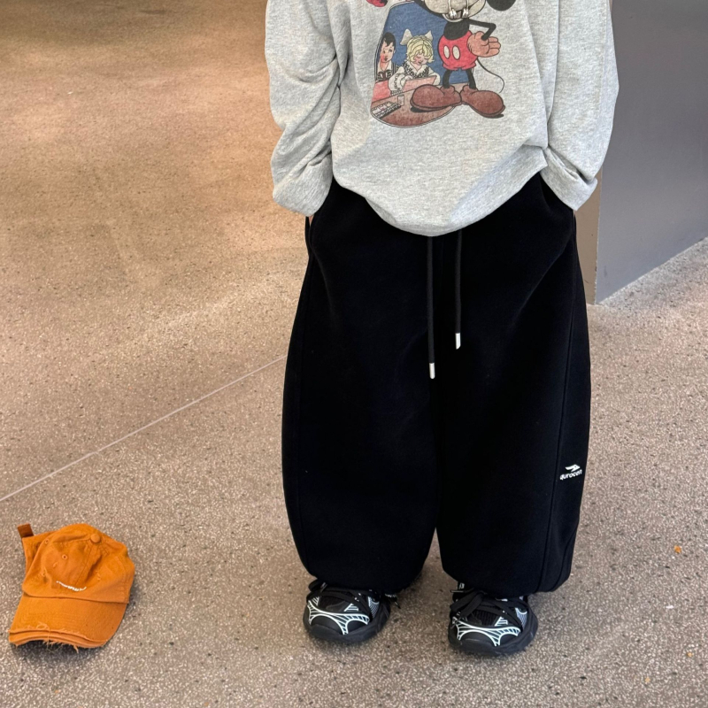 Pantaloni copii, stil coreean, 95% bumbac, talie medie cu elastic, finisaj moale