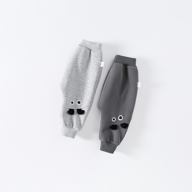 Pantaloni pentru copii din bumbac-poliester, textură periată, talie medie, model animale/desene animate