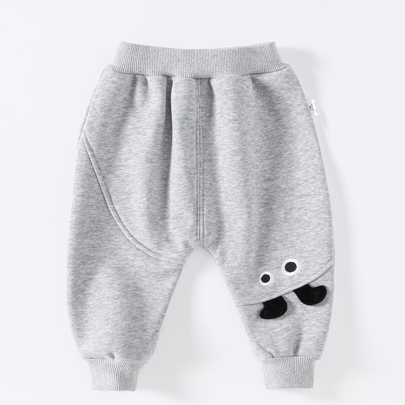 Pantaloni pentru copii din bumbac-poliester, textură periată, talie medie, model animale/desene animate