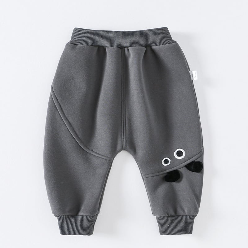 Pantaloni pentru copii din bumbac-poliester, textură periată, talie medie, model animale/desene animate