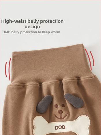 Dječje hlače - s visokim strukom za zaštitu trbuha, debeli topli pamuk, unisex, jesen/zima