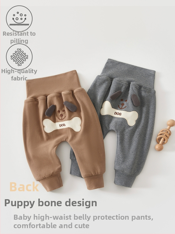 Dječje hlače - s visokim strukom za zaštitu trbuha, debeli topli pamuk, unisex, jesen/zima