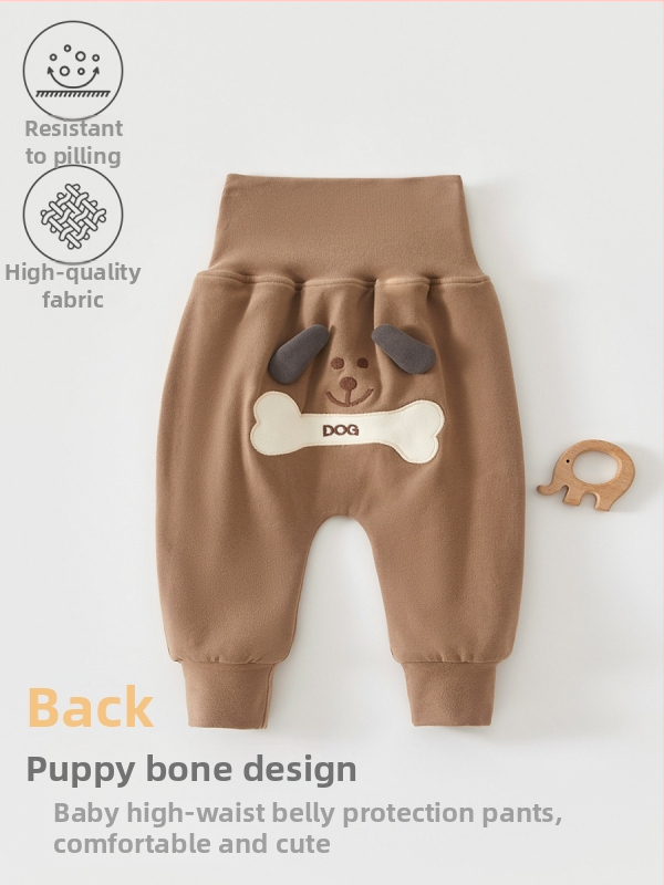 Dječje hlače - s visokim strukom za zaštitu trbuha, debeli topli pamuk, unisex, jesen/zima