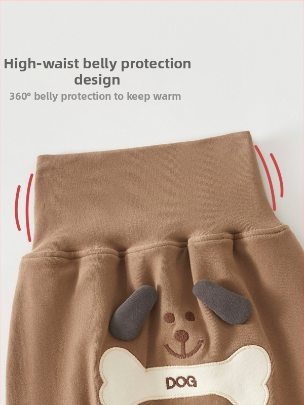 Dječje hlače - s visokim strukom za zaštitu trbuha, debeli topli pamuk, unisex, jesen/zima