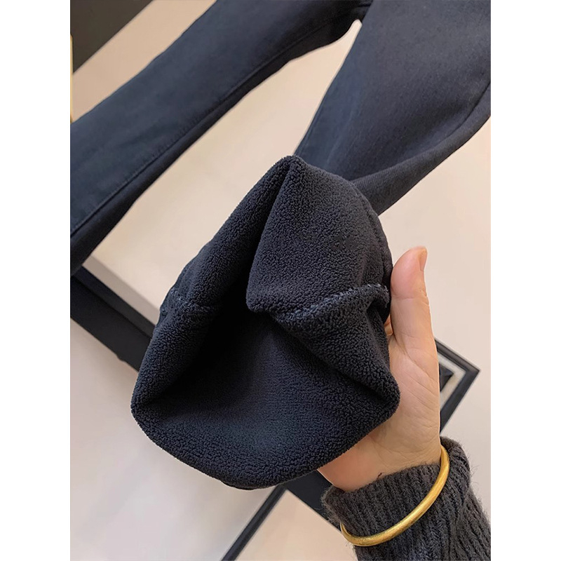 Dječje slim džinsice za djevojčice, podstavljene flisom, denim, 70-80% pamuk, srednji porast, elastična struka, boot-cut stil